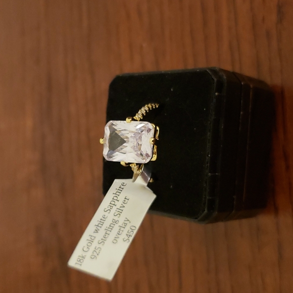 FINAL SALE Gold Emerald White Sapphire Ring - Picture 4 of 7